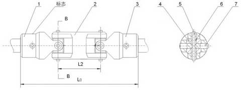 WS型雙十字軸萬(wàn)向聯(lián)軸器結(jié)構(gòu)圖